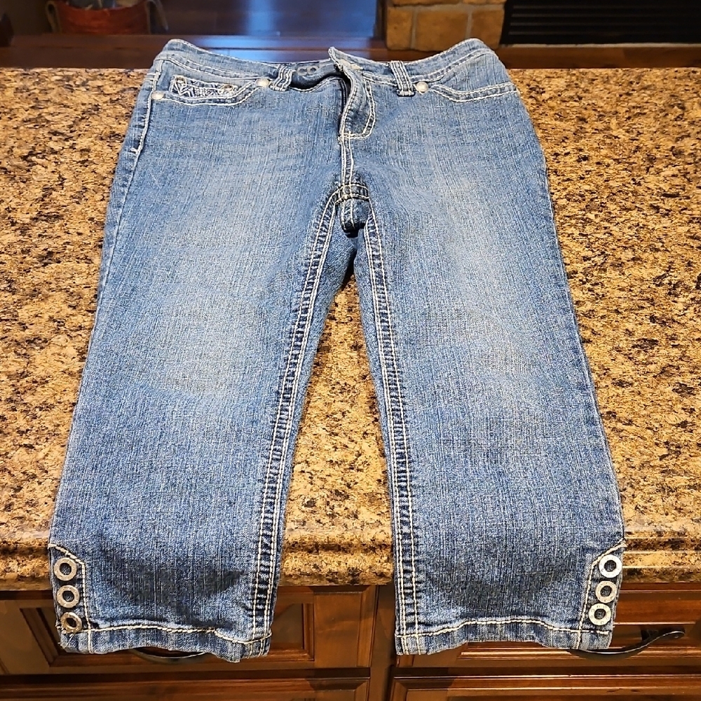 Women's Blue Jeans with Button Detail